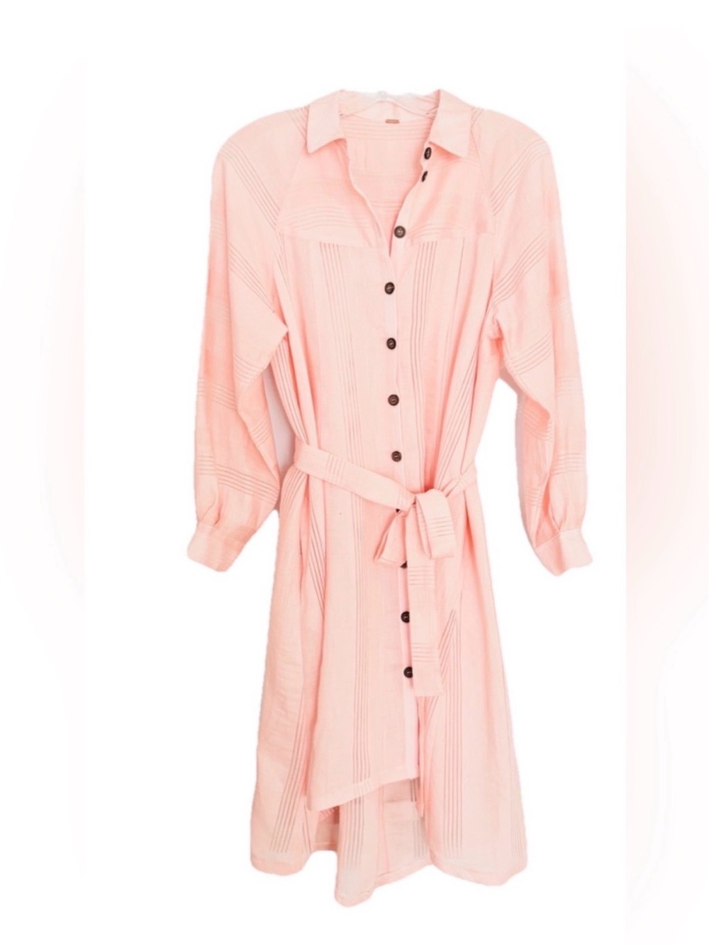 Free People Great Escape Shirt Dress Semi Sheer Light Peach Small EUC